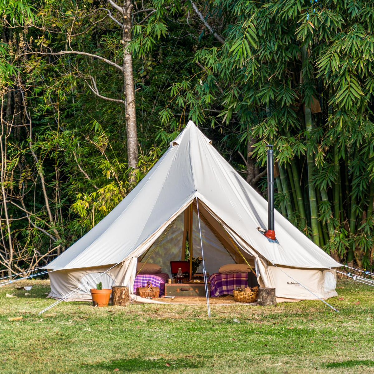 Blue Bohemian 16ft Classic Canvas Bell Tent for Glamping